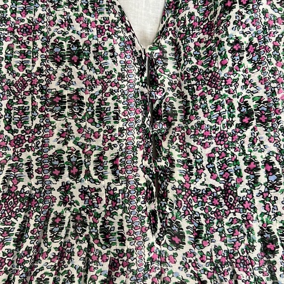 Joie | Sevigny Printed Silk Dress - Pink, Blue, Green and White - Picture 3 of 13